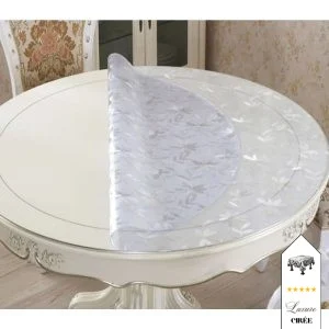 Toile cirée ronde transparente florale