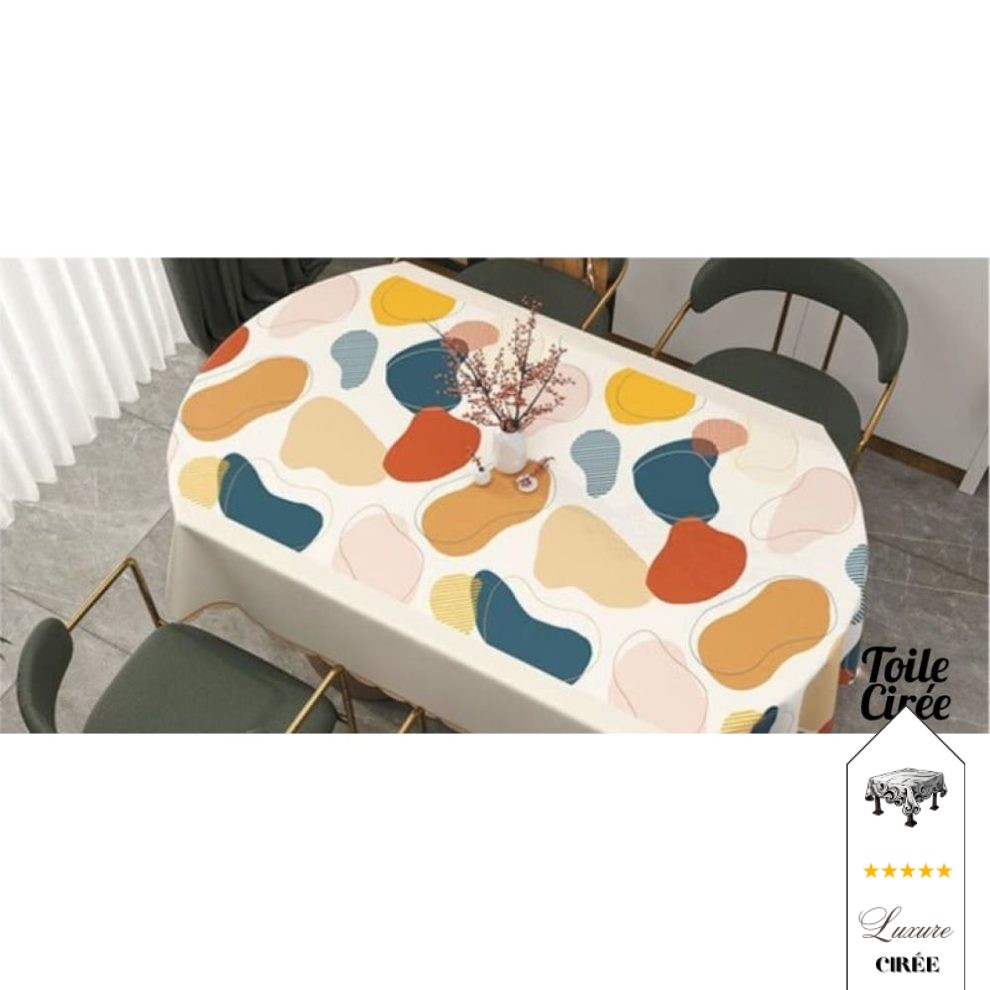 Nappe En Toile Cirée, Lavable, Pour Table De Jardin, Extérieur, Intérieur, Ovale, 160 X 140 Cm, Bord Coupé, Vacances